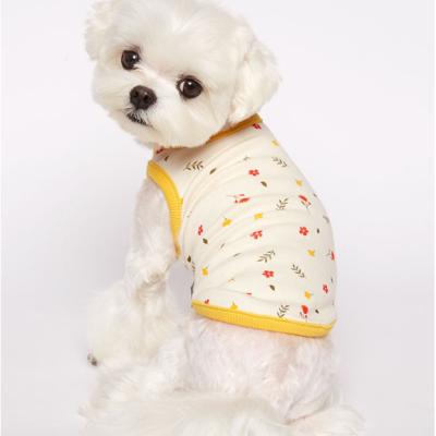 China Korean Style Stocked 2022 New Spring Cotton Lovely Dog House Clothes Pet Vest Floral Soft Cats T-shirt for sale