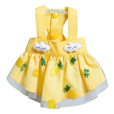 China Three-dimensional pineapple embroidery three-dimensional cloud dog skirt spring new dog pet puppy cat pet clothes stocked for sale