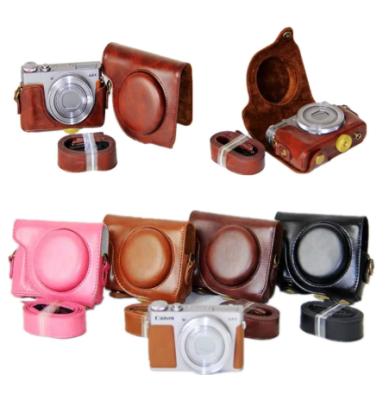 China Fashiontable Camera Case PU Leather Cover with Shoulder Strap for Canon G9X for sale