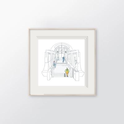 China Cardboard framed comic original modern home interior minimalist line drawing wall art nouveau design for sale