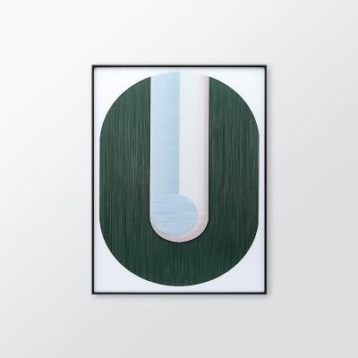 China Minimalist Original Design Green Letters Bathroom Cotton Yarn Installation Art Wall Decor Abstract Art for sale