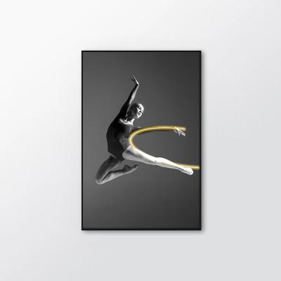 China Minimalist Premium Style Modern Classical Dark Dancer Aluminmun Framed Dining Room Decorations Wall Painting for sale