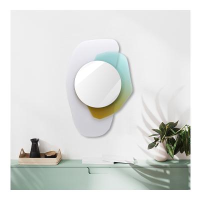 China Semi-transparent colorful acrylic Minimalist commercial voucher insurance service and mirror combined hotel wall decor and installation art office for sale