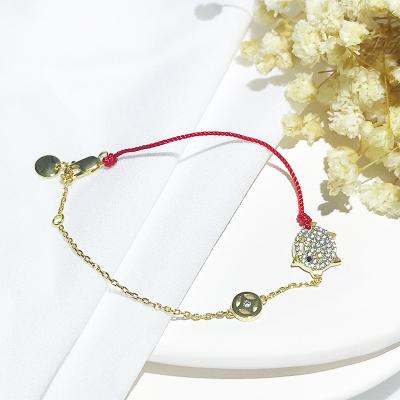 China FASHIONABLE HOT Animal Dangling Red String Zircon Jewelry Fashion Simple Design Selling Adjustable Jewelry Set Bracelet for sale