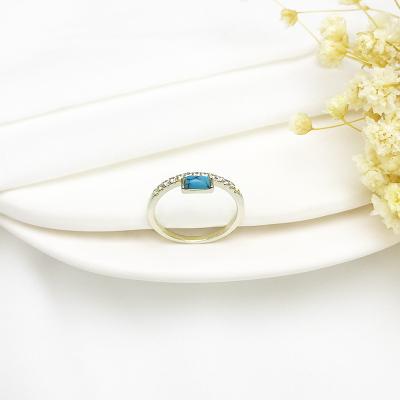 China Vintage High Quality Ladies Luxury Jewelry Pave Zircon Ring Turquoise 925 Sterling Silver Ring Party Fine Jewelry for sale