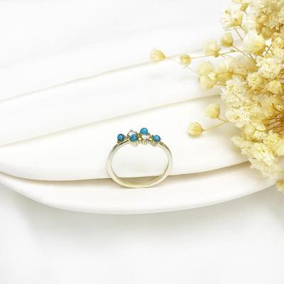 China Vintage Exquisite Luxury Pave Zircon Rings Turquoise 95 Sterling Silver Rings Vintage Jewelry For Women for sale