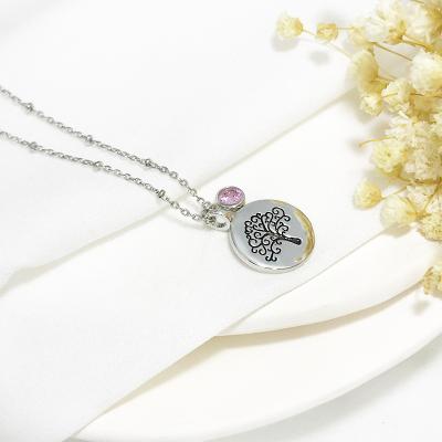 China TRENDY Necklace Fashion Jewelry 925 Sterling Silver CZ Round Tree For Life For Women for sale