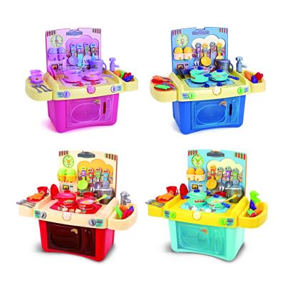 China Classic Design 35pcs Plastic Girls Playing House Toy Kitchen Pretend Toy Set With Music Plastic Toys for sale