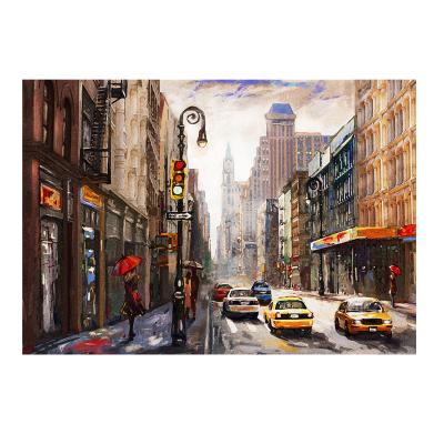 China Eco-friendly Material Puzzle 1000 Pieces Paper Core Animal Oil Landscape Blue Adult Architectural Painting Puzzle for sale