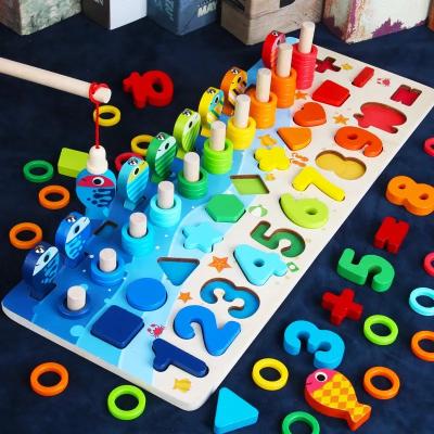 China Eco-Friendly Toys Educational Wooden Kids Montessori Busy Board Math Fishing Children's Wooden Montessori Preschool Toy for sale