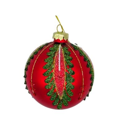 China Custom Glass Christmas Decorations Printed Glass Hanging Baubles Christmas Balls For Home for sale