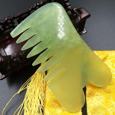 China Natural Green Hand Held Jade Gua Sha Comb Gua Sha Tools from Xiuayan Jade Gua Sha Stone Massage for sale