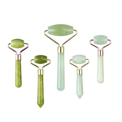 China Handheld Green Jade Roller For Face Jade Gua Sha Skin Care Facial Roller Jade Roller Gua Sha Tools for sale