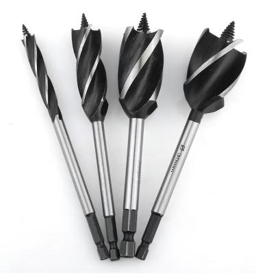 China 5-35mm High Carbon Steel Practical and Durable 4 Flutes Cutter Hex Leg Auger Wood Drill Bits, Auger Drill Bits are used for woodworking for sale