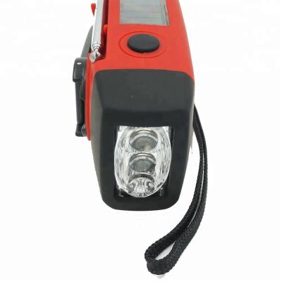 China DC Charger for Bank Smart Portable Hand Crank AM/FM Self-Powered Emergency Power Phone Solar Radio with 3 LED Flashlight for sale