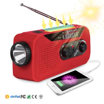 China Headphone jack; Low speaker; power bank; Flashlight ; Multifunctional Solar Crank AM/FM/NOAA Radio Hand Time Camping Radio with LED Flashlight Power Bank for sale