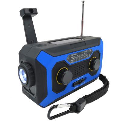 China Solar Battery Power Indicator Hand Crank Radio with LED Loop Light and Earphone Jack and Mountaineering Reading Lamp for Outdoor Camping for sale