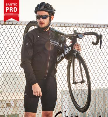 China Santic Antibacterial Mens Bike Jerseys Cycling Jackets Waterproof Long Sleeve Coat Water Repellent Windproof for sale