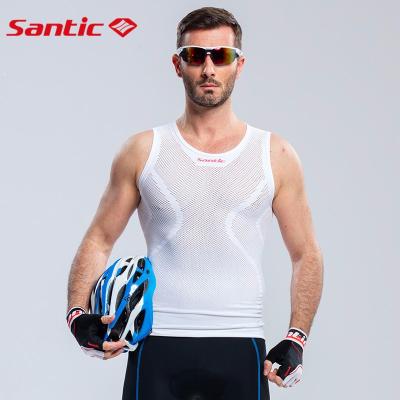 China Breathable men santic sports wear running singlets cycling base layer without sleeves base layer for sale