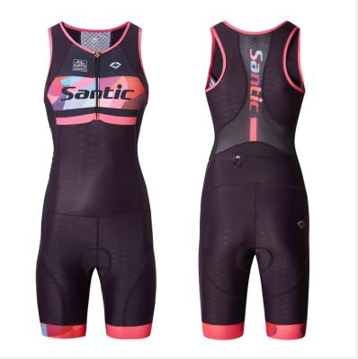 China Santic Antibacterial Custom Triathlon Wear Short Sleeves Tri Suit for sale