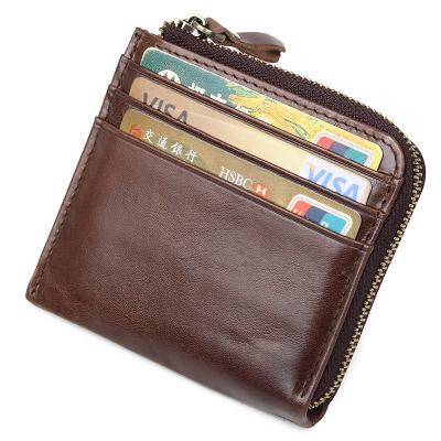 China 100% Genuine Leather RFID Coin Purse Cash Petty Cash Online Shopping Card Holder Wallet for sale