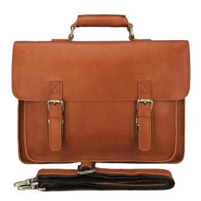 China 15 Inch Brown Vintage Leather Laptop Messenger Bag Men Computer Shoulder Travel Business Satchel Handmade Waterproof Briefcases for sale