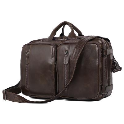 China Custom Multifunctional Mens Vintage Business Casual DAY BACKPACK Leather Messenger Bag Briefcase Handbag for 15