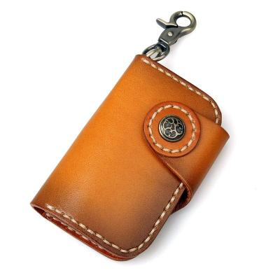 China New Design Vintage Car Key Chain Manufacturer Leather Key Chain Real Cow Storage Bag Men Leather Key Case Leather Key Case With Hook for sale