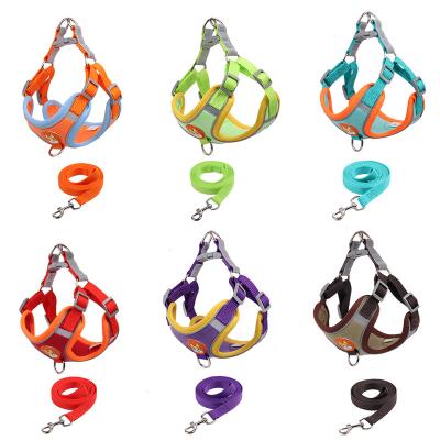 China Polyester Stocked Dog Harness and Leash for Small Medium Dogs Luxury Dog Harness Set Fashion Soft Kitten Harness and Leash for sale