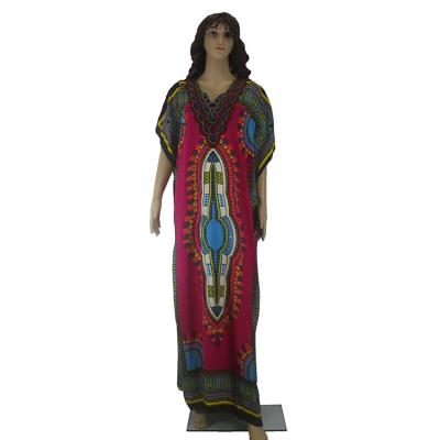 China Polyester African Islamic Kaftan Clothing Long Plus Size Maxi Embroidered Dress Floral Print Long Dress for sale