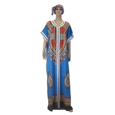 China Polyester Fashion Dress Style African Dashiki Design Dresses Dubai Kaftan Plus Size Chiffon Floral Print Long Dress Womens Maxi Dress for sale