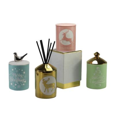 China Custom debossed luxury home hot sale logo price china candle cheap ceramic candle jars ships with lid for sale