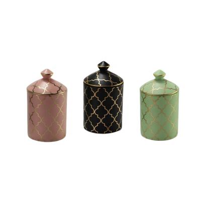 China Synwish high quality home decoration empty luxury ceramic candle jars china candle containers with lids cheap price for sale