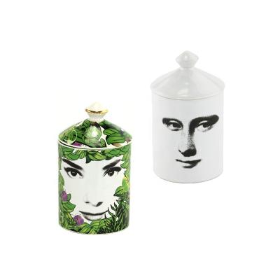 China Wholesale Home Decoration Customized Unique Luxury Matte Ceramic Candle Holder Container Candle Jars For Candle Making for sale