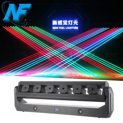 China 3in1 Bar RGB Red Blue Moving Laser Beam Dmx Theme Park Stage Light 6 Eye Green Moving Head Laser Light for sale