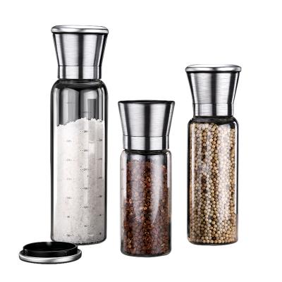 China SSGP Viable Bottle Spice and Adjustable Mills Manual Shaker Black Glass Pepper Salt Grinder Wholesale for sale