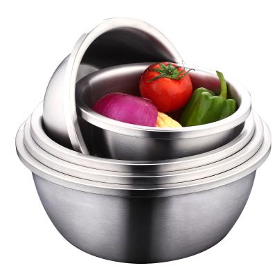 China Large SSGP 304 Salad Basket Fruit Stainless Steel Set 3pcs Viable Egg Shaped Mixing Bowl for sale