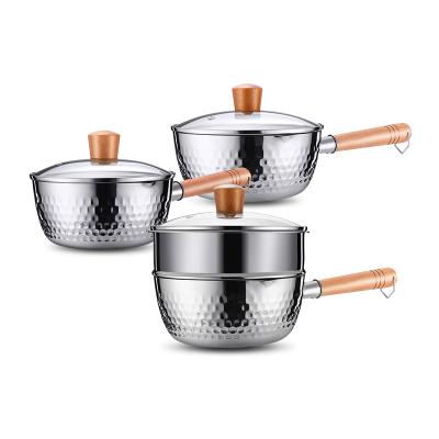 China SSGP Sustainable Stainless Steel Square With Steamer Stock Pot 1.5L Set Cookware Sets Nonstick Cooking Sauce Pan for sale