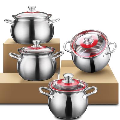 China SSGP Sustainable Kitchen Induction Cookware Simmering Soup Pot With See Through Lid Saucepot Stainless Steel Glass Stock Pot for sale