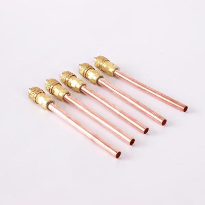 China Refrigeration Parts Refrigerant Fill Valve Copper Tube Filling Access 1/4 Inch Copper Fill Valves. 120mm long for sale