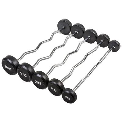 China China Universal Wholesale Fitness Equipment Fixed EZ Straight Loop Rubber Barbell for sale