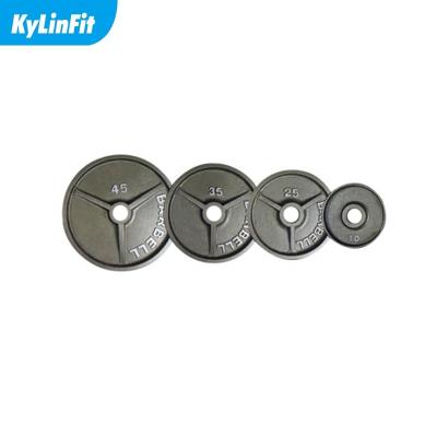 China Commercial Use Weightlifting Gray Hammertone Plate Iron Bumper Weight Plates for sale