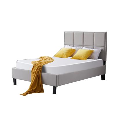 China Removable Modern Bedroom Furniture Safe Easy Assembling Powder Coated Cover Double Queen / Queen Size Fabric Bed for sale