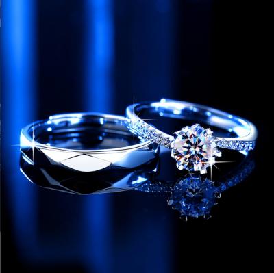 China New Mossang silver vintage six claw diamond ring vintage S925 diamond ring wedding gift simulation classic high carbon diamond ring for sale