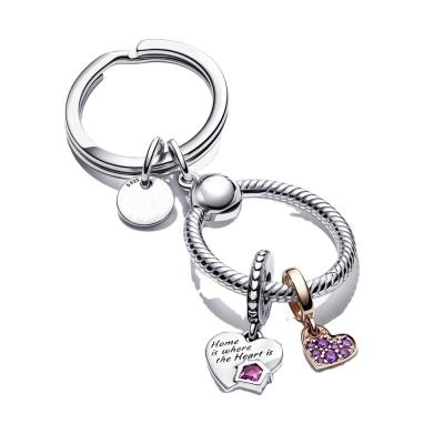 China CLASSIC S925 Sterling Silver Key Ring Key Chains Suitable For Pandoraer Charm Beaded Jewelry Making for sale