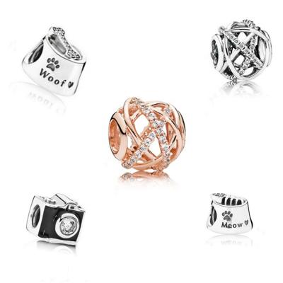 China CLASSIC 925 sterling silver pandoraer rose hollow gold dog basin charm beads fashion bracelet DIY jewelry female for sale