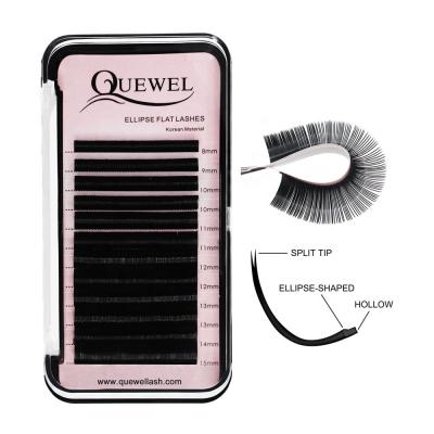 China Tips Quewel Brand Split Flat Lash Professional So Soft Flat Eyelash Extension Eyelash Extension Free Sample for sale