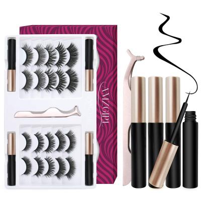 China Full Volume Eyelashes Kit 3D Magnetic False Lashes 10 Kit Pairs Magnetic Lashes With 4 PCS Magnetic Eyeliner And Tweezers for sale