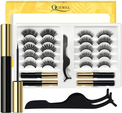 China Full Volume Wick and Magnetic Eyeliner Kit Magnetic Eyeliner and 10 Pairs 3D Lash With 4PCS Inside Magnetic Eyelash Kit for sale