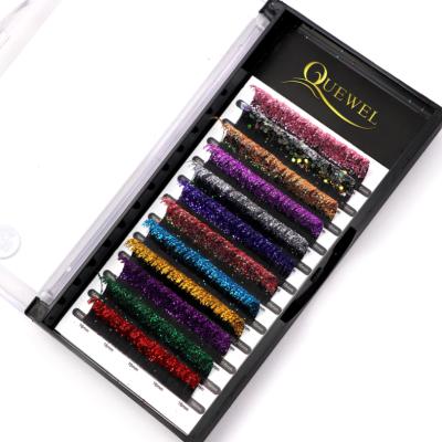 China QUEWEL Long Natural Color Lashes Glitter Volume Highlights Multicolor Mink Highlights Glitter Highlight Tray for sale